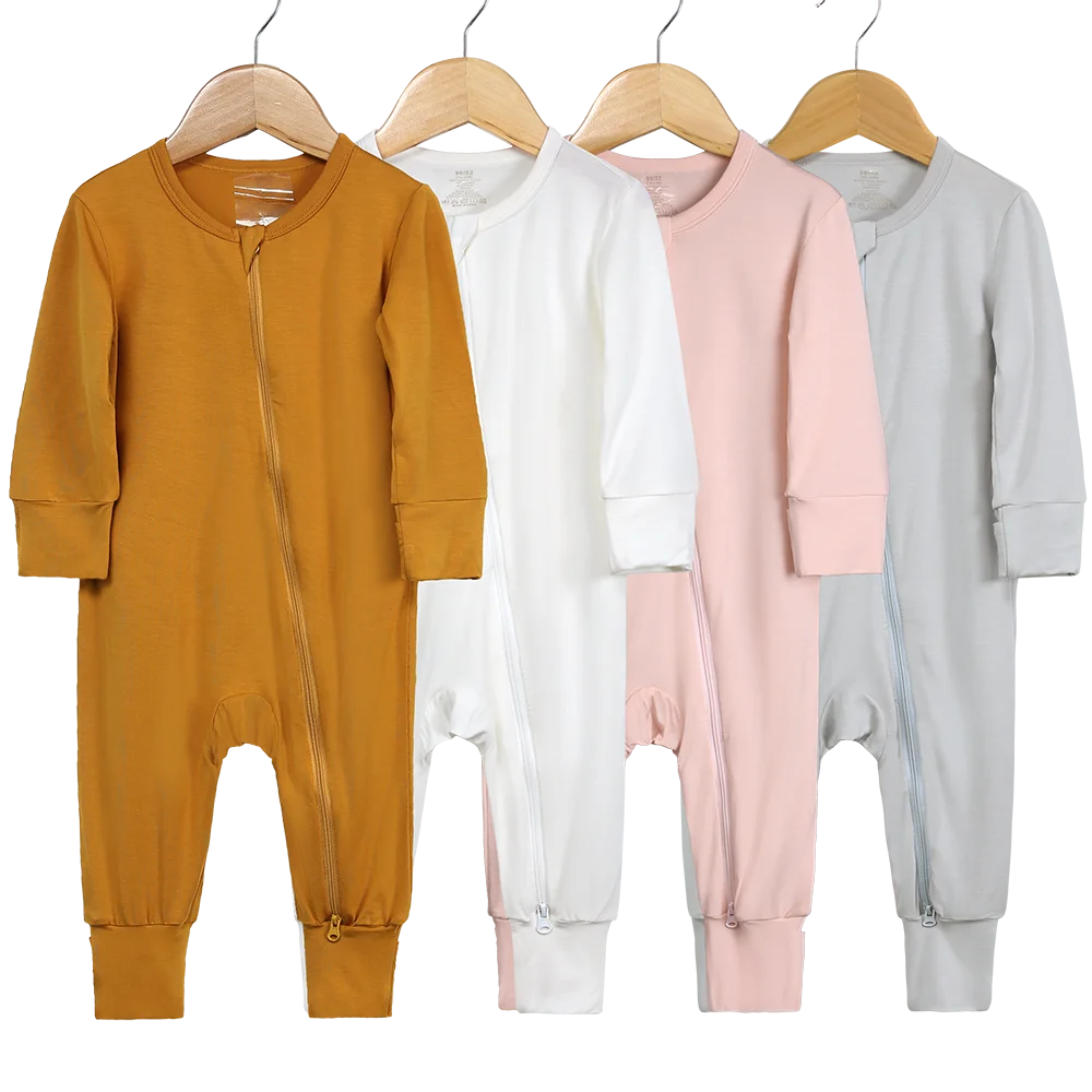 2024 Newborn Baby Bamboo Fiber Romper Solid Breathable Long Sleeve Clothes For 0-12M Boy Girl Jumpsuit Infant Loungewear Pajamas