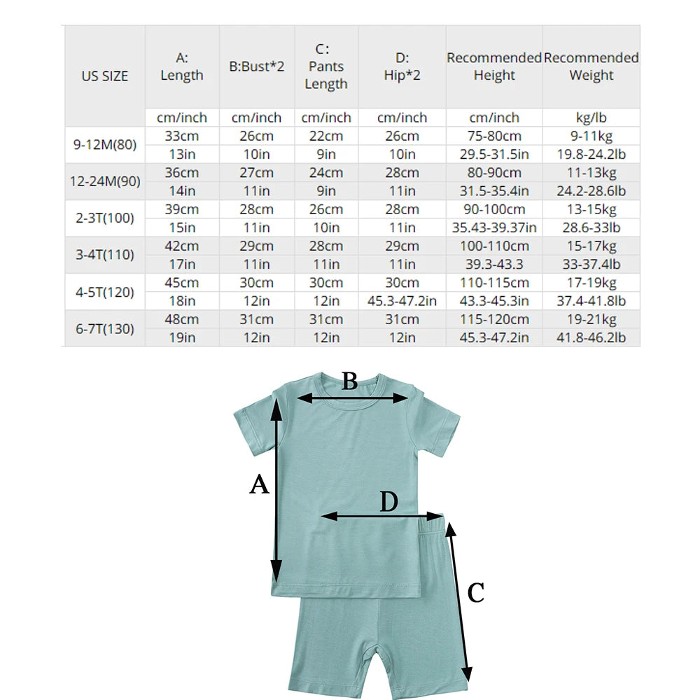 2024 Bamboo Fiber Toddler Kids Pajamas Clothes Solid Hight Elasticity Breathable Sleepwear Set For 9M-5T Boy Girl Loungewear