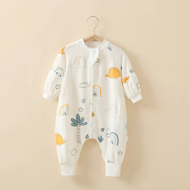 Baby Clothes Baby Sleeping Romper Pajamas Bamboo Fiber Zippe Detachable Long Sleeve Kids Boy Girls Nighty Clothes